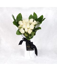 Valentine's Day 12 Stem White Rose Bouquet