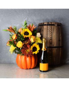 Fall Flower Arrangement & Champagne Gift