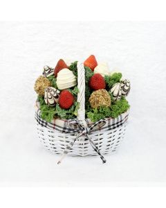 Valentine's Day Chocolate Dipped Strawberries White Basket
