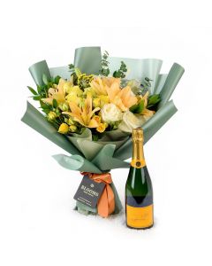 Floral Sunrise & Champagne Mixed Bouquet & Champagne